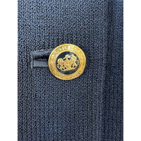 St John Vintage Basics Blazer Jacket Womens Navy Santana Knit Luxury - Picture 2 of 7